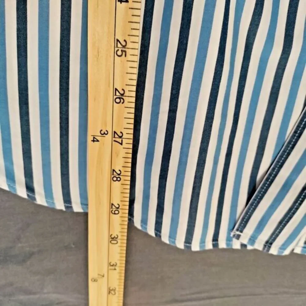 J. Crew Classic Men L Blue/White Stripe Long Sleeve Career Work Travel Y2K Shirt